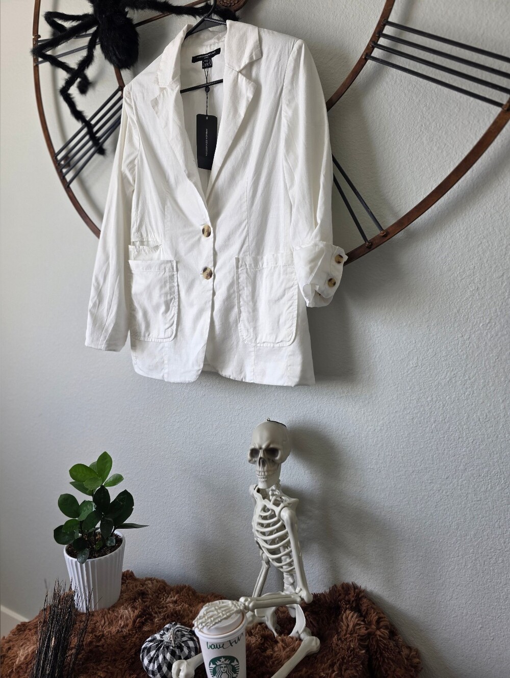 French Connection White Lightweight Women's Blazer Jacket